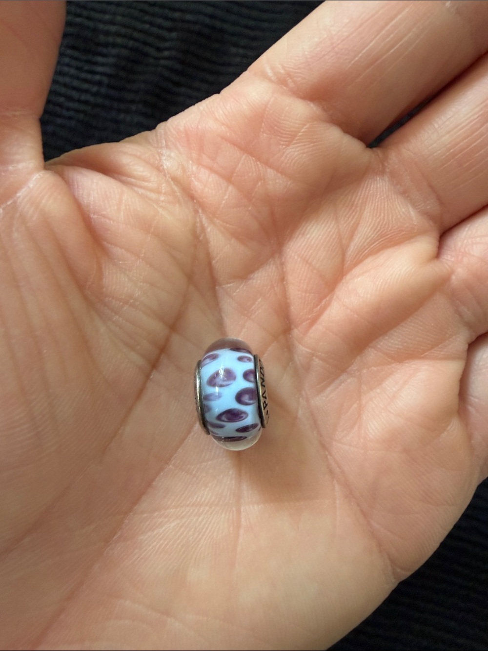 Pandora Light Blue Glass Charm with Purple Spots